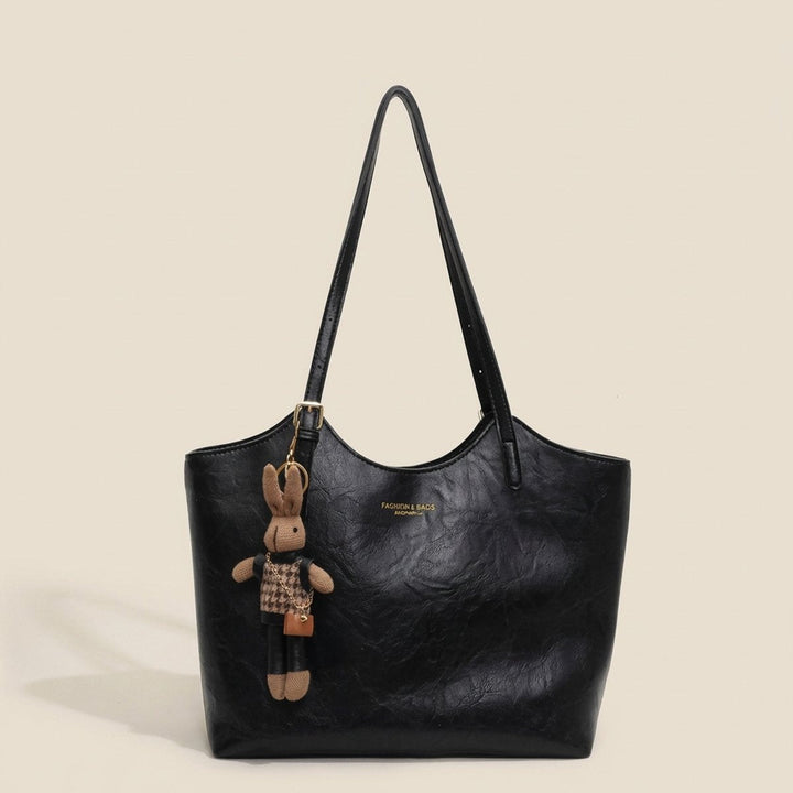 Naomi | Vegan Leather Tote Bag with Plush Bunny Charm