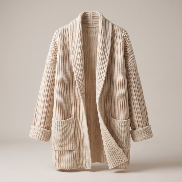Clara | Relaxed Open-Front Style Wool Knit Cardigan