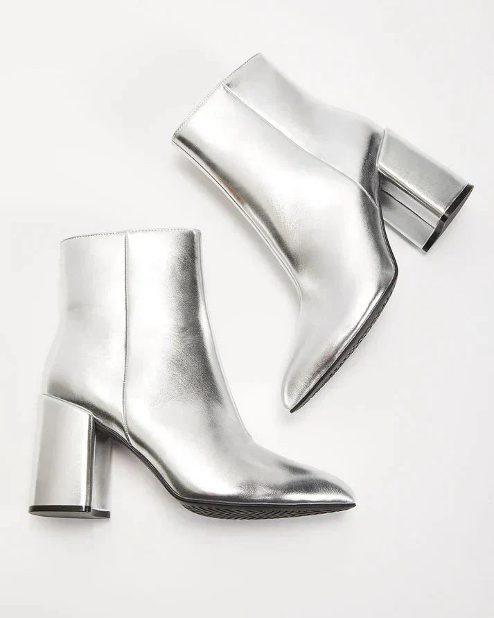 Davina | Metallic Ankle Boot with Block Heel