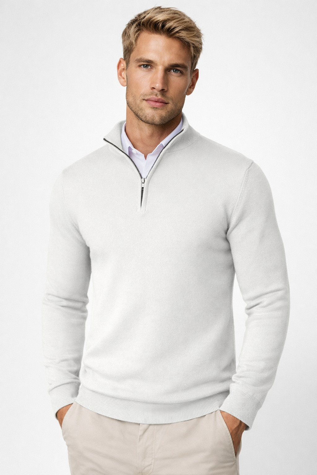 Rowan | Modern Half Zip High Neck Sweater