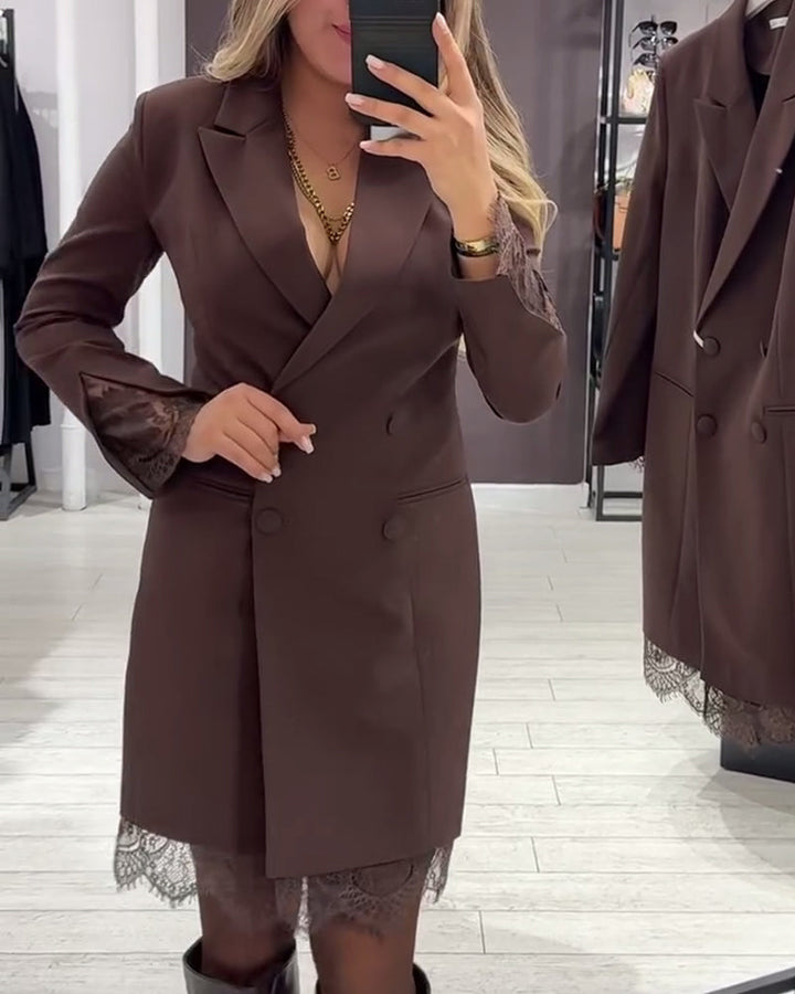 V-Neck Dress with Inserts for Work