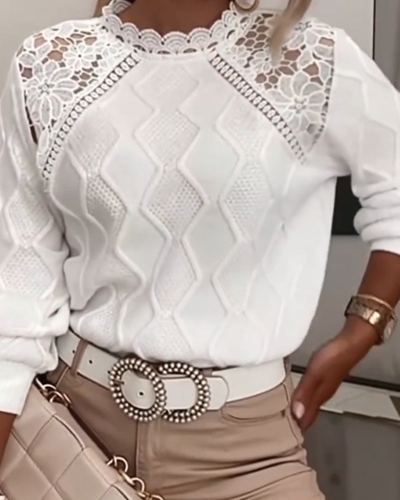 Sweater Blonde Lace Fashion Patchwork