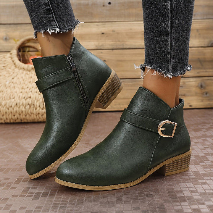 Dahlia | Modern Buckle-Accented Chelsea Ankle Boots