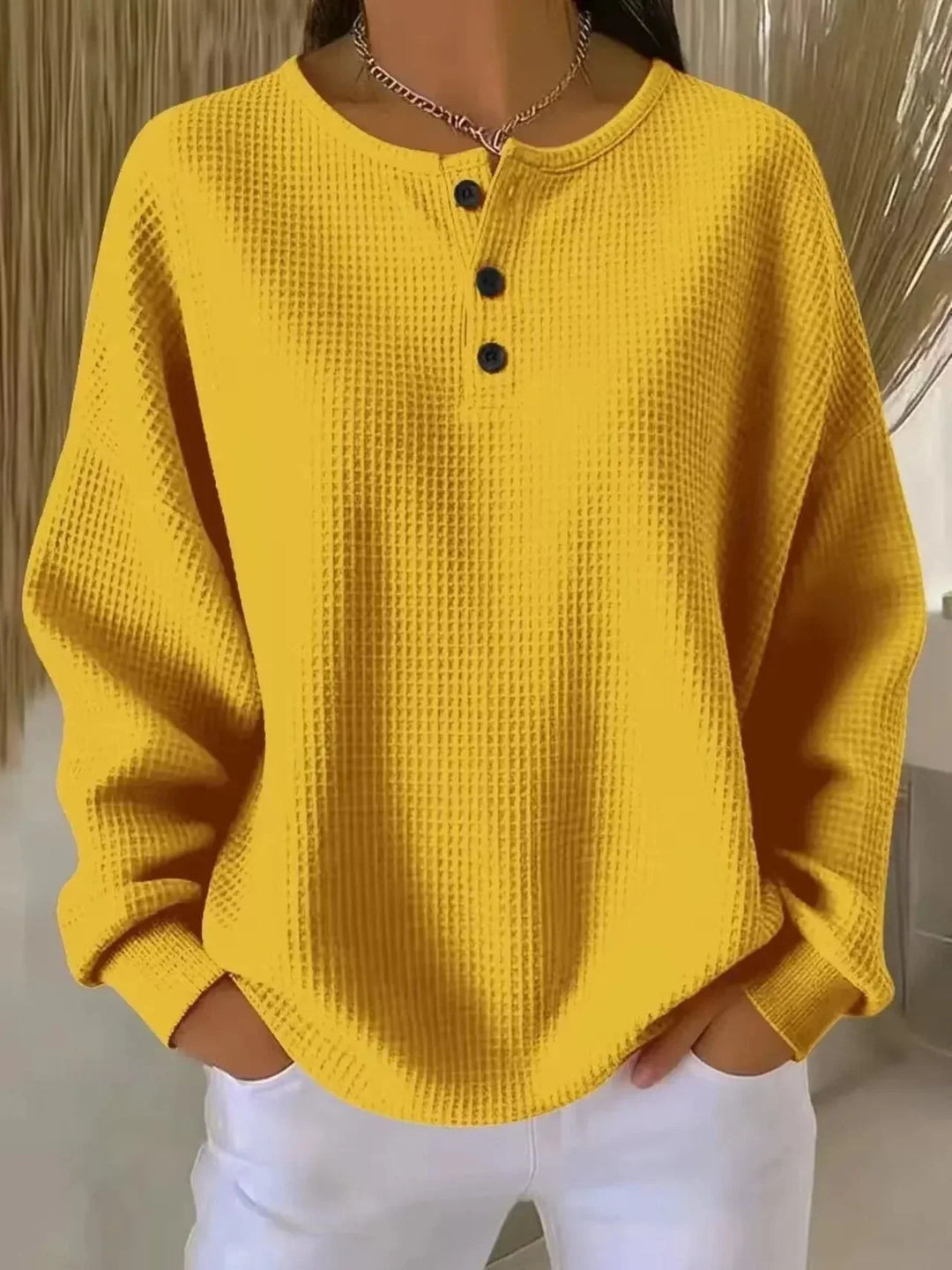 Claire | Women's Waffle-Knit Collared Sweatshirt