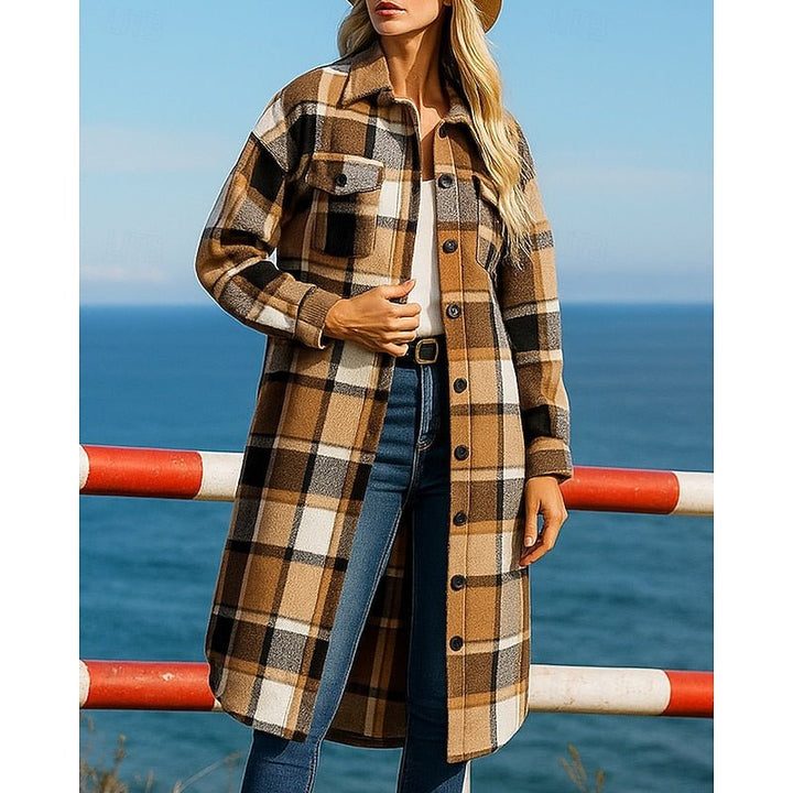 Sophie | Effortless Style Longline Checked Trenchcoat