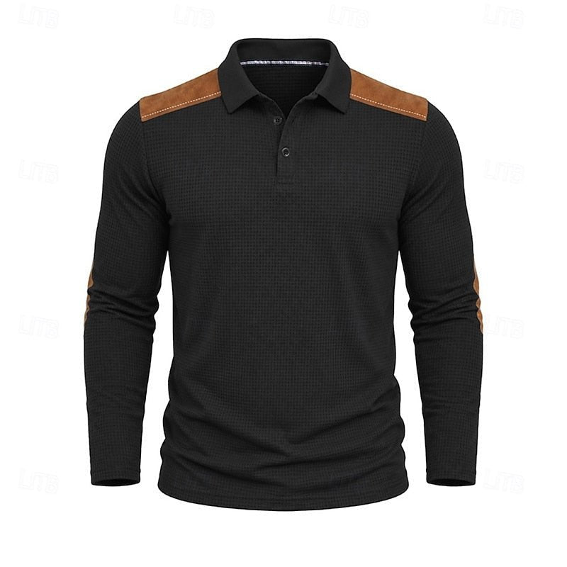 Henry | Refined Textured Long-Sleeve Polo Shirt
