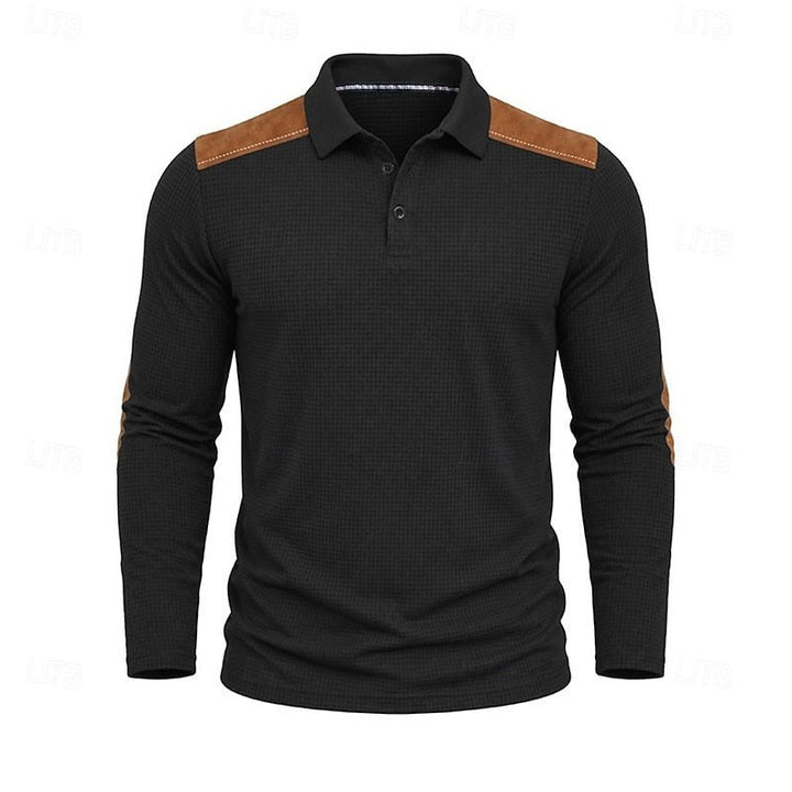 Henry | Refined Textured Long-Sleeve Polo Shirt