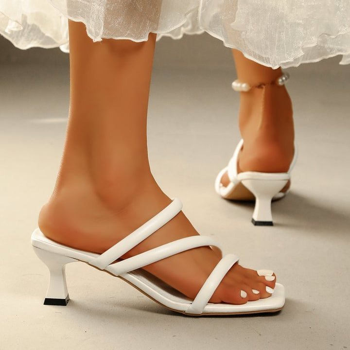 Freyja | Playful Strap Design Block Heel Sandals