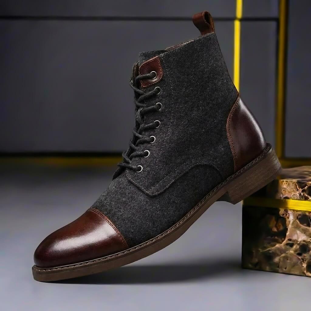 Enzo | Vintage Style Leather Wool Boots