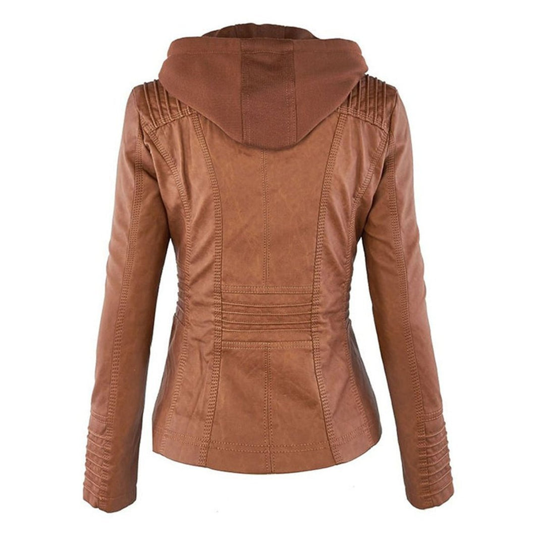 Ruby | Tailored Style Faux Leather Hooded Jacket