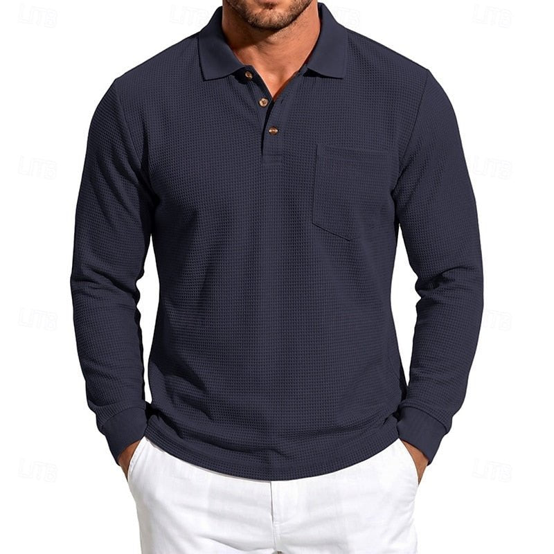 Jonah | Textured Long-Sleeve Polo Shirt