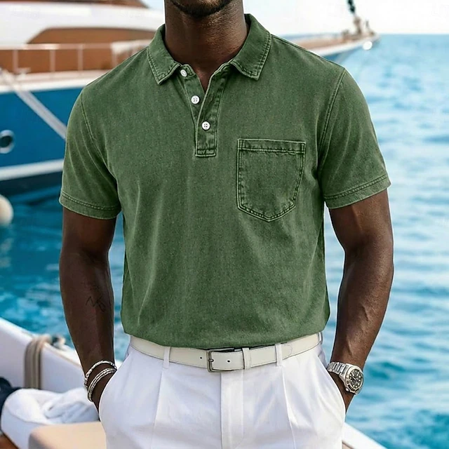 Lucas | Vintage-Washed Cotton Blend Polo Shirt