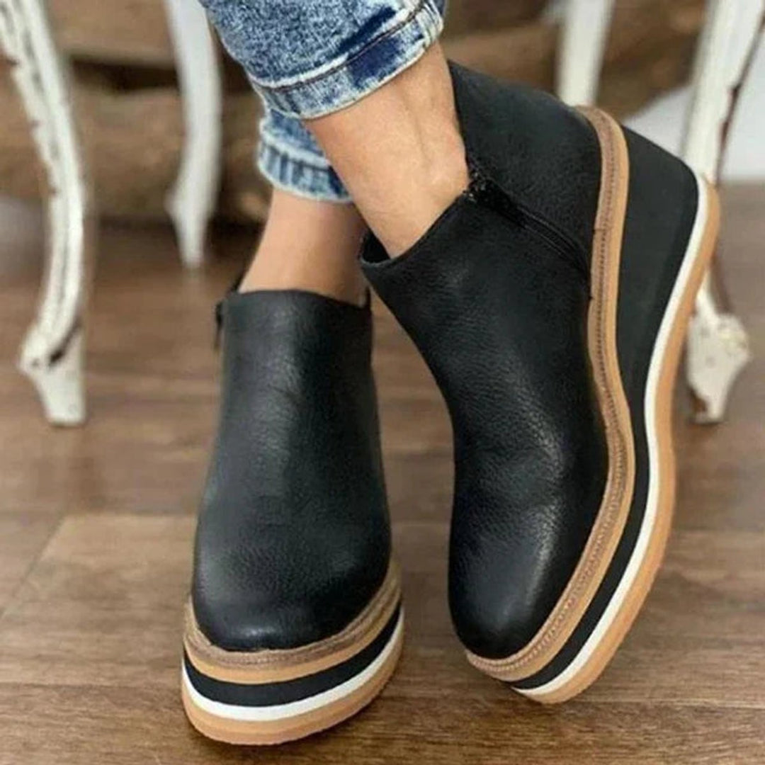 Seraphina | Women's Wedge Platform Zip-Up Ankle Boots