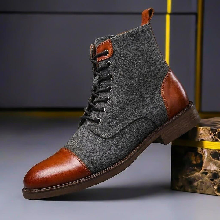 Enzo | Vintage Style Leather Wool Boots
