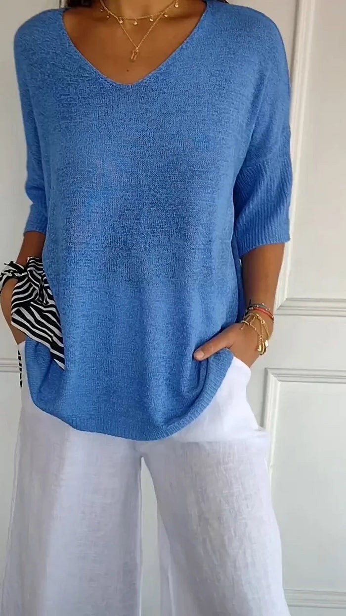 Kiara | Women's Oversized V-Neck Sweater Top