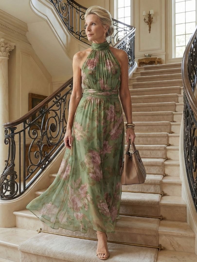 Valentina | Gathered Halter Midi Dress