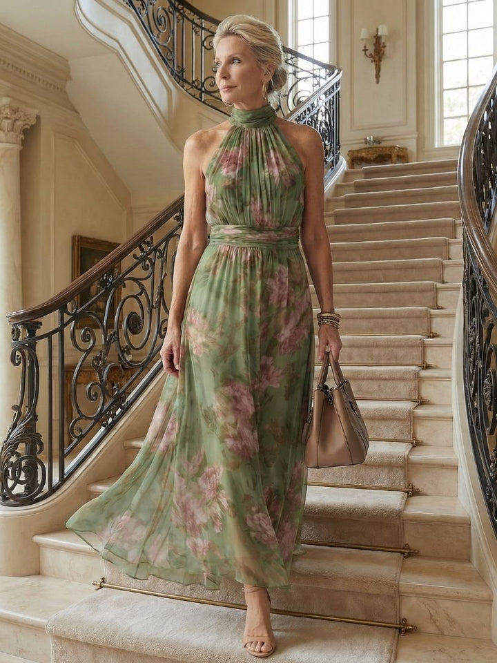 Valentina | Gathered Halter Midi Dress