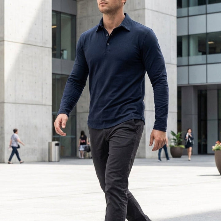 Lorenzo | Casual Long Sleeve Collared Polo Shirt