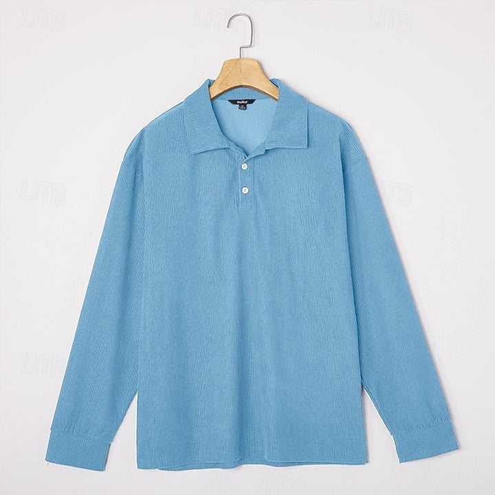 Lucas | Elegant And Refined Ribbed Long-Sleeve Polo Shirt