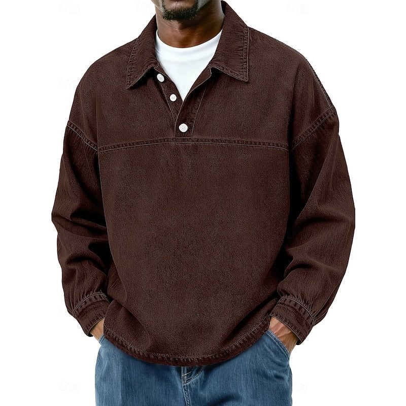 Galen | Washed Long Sleeve Polo Shirt