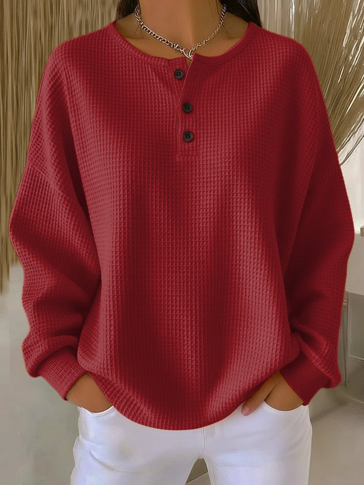 Claire | Women's Waffle-Knit Collared Sweatshirt