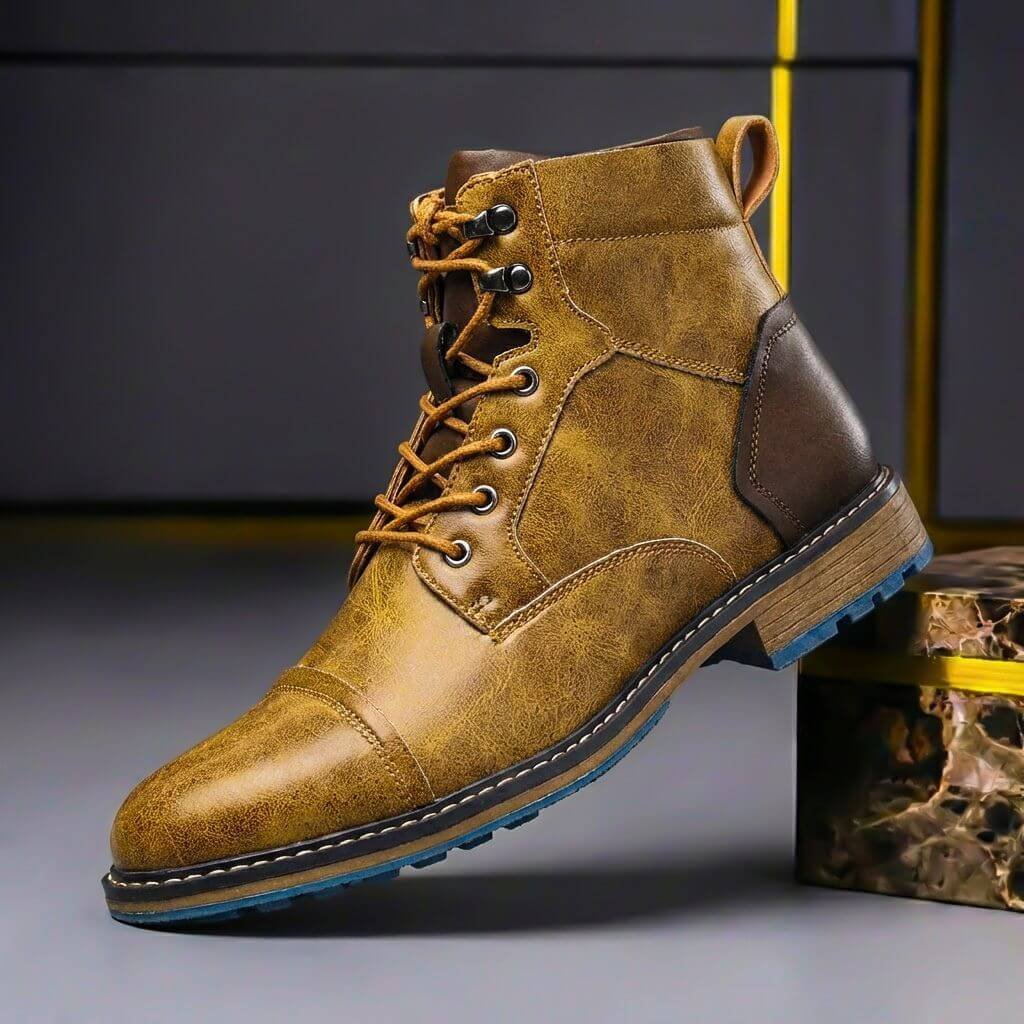 Eithan | Vintage Style Two-Tone Leather Boots