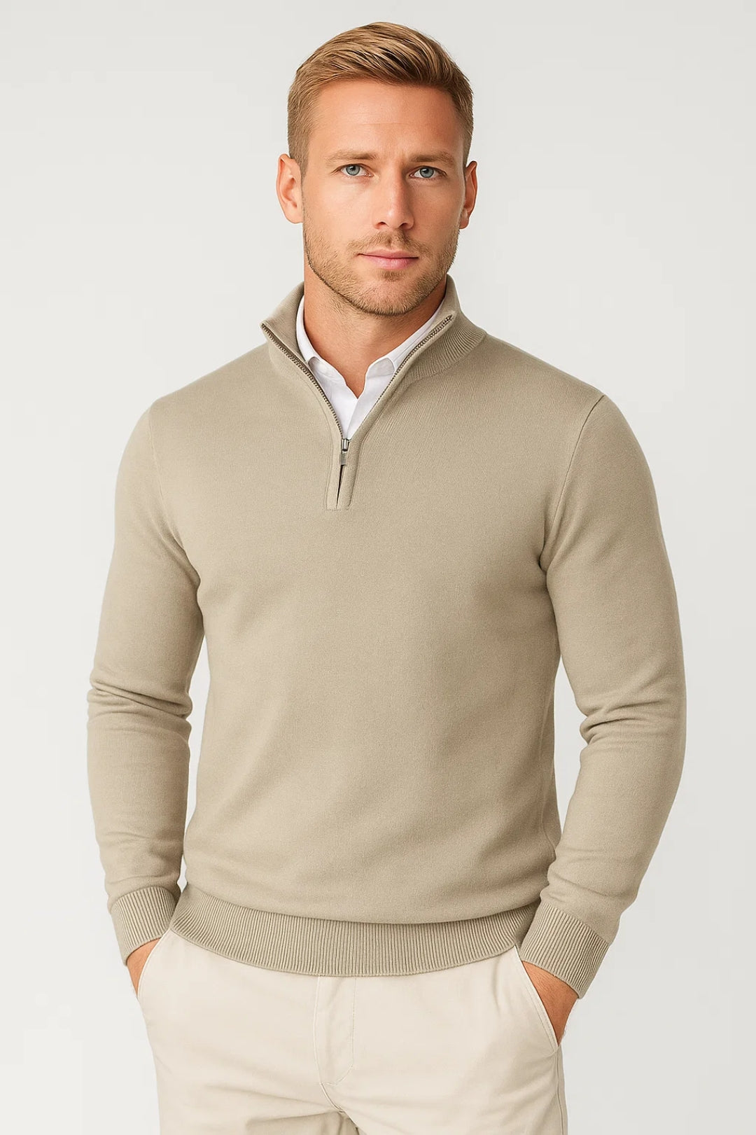 Rowan | Modern Half Zip High Neck Sweater
