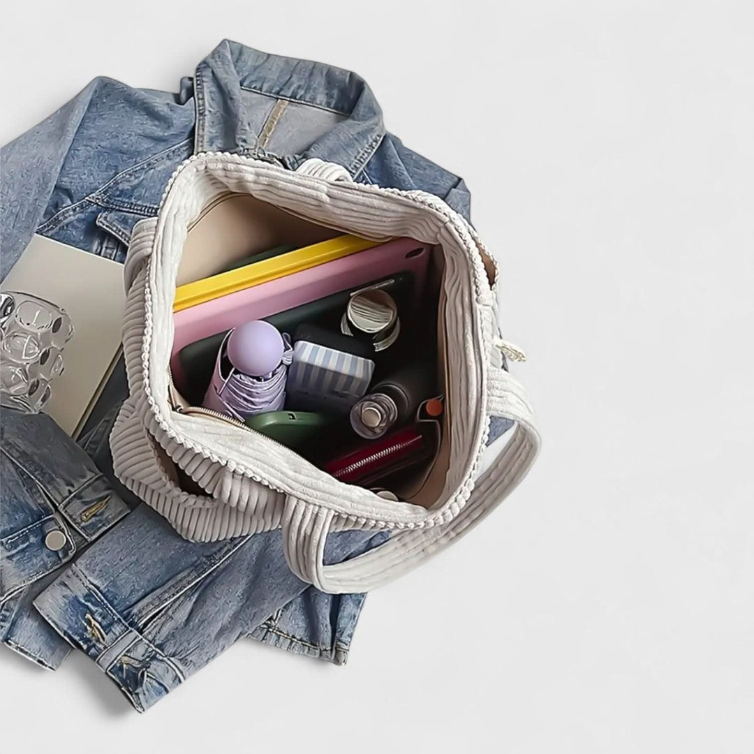 Cami | Spacious Design with Rope Accents Corduroy Tote Bag