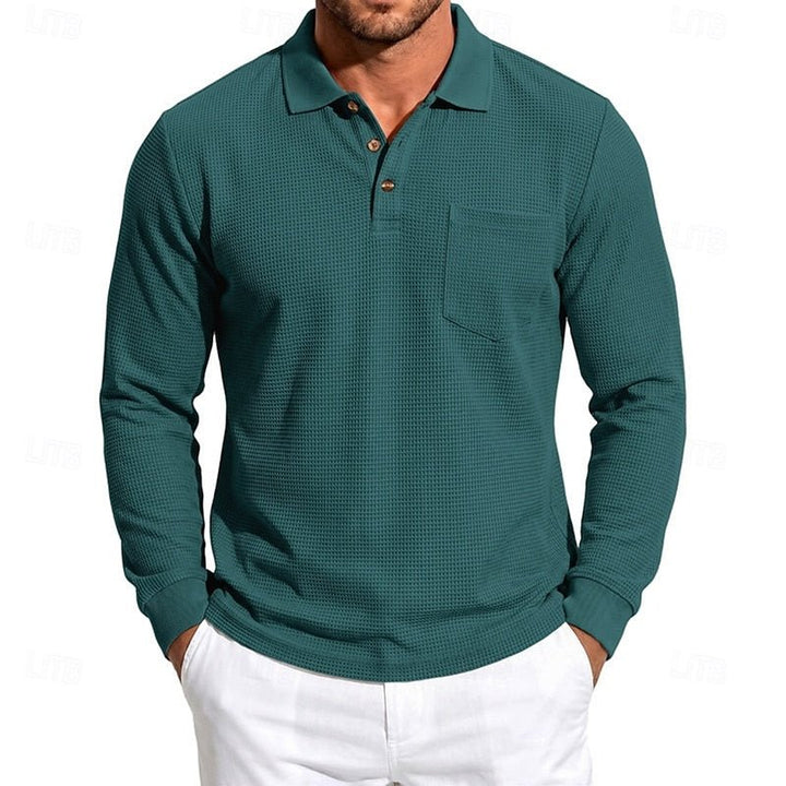 Jonah | Textured Long-Sleeve Polo Shirt