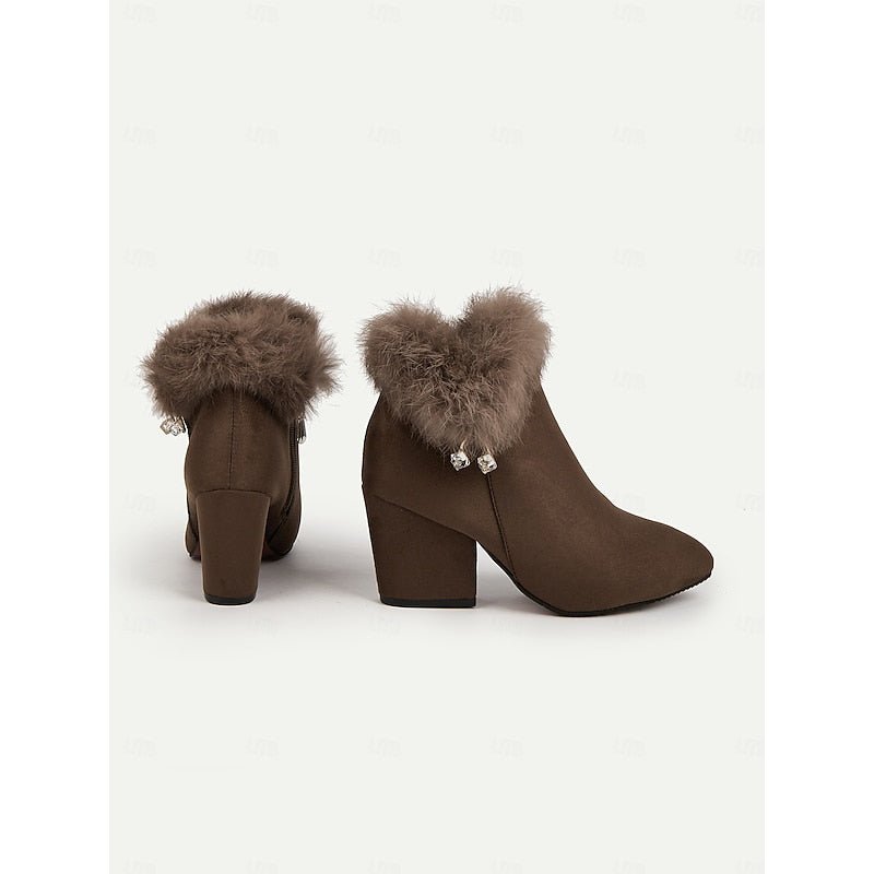 Natalie | Fur-Trimmed Block Heel Ankle Boots