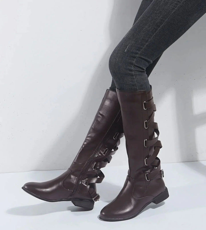 Siena | Trendy Back Buckle Equestrian Knee High Boots
