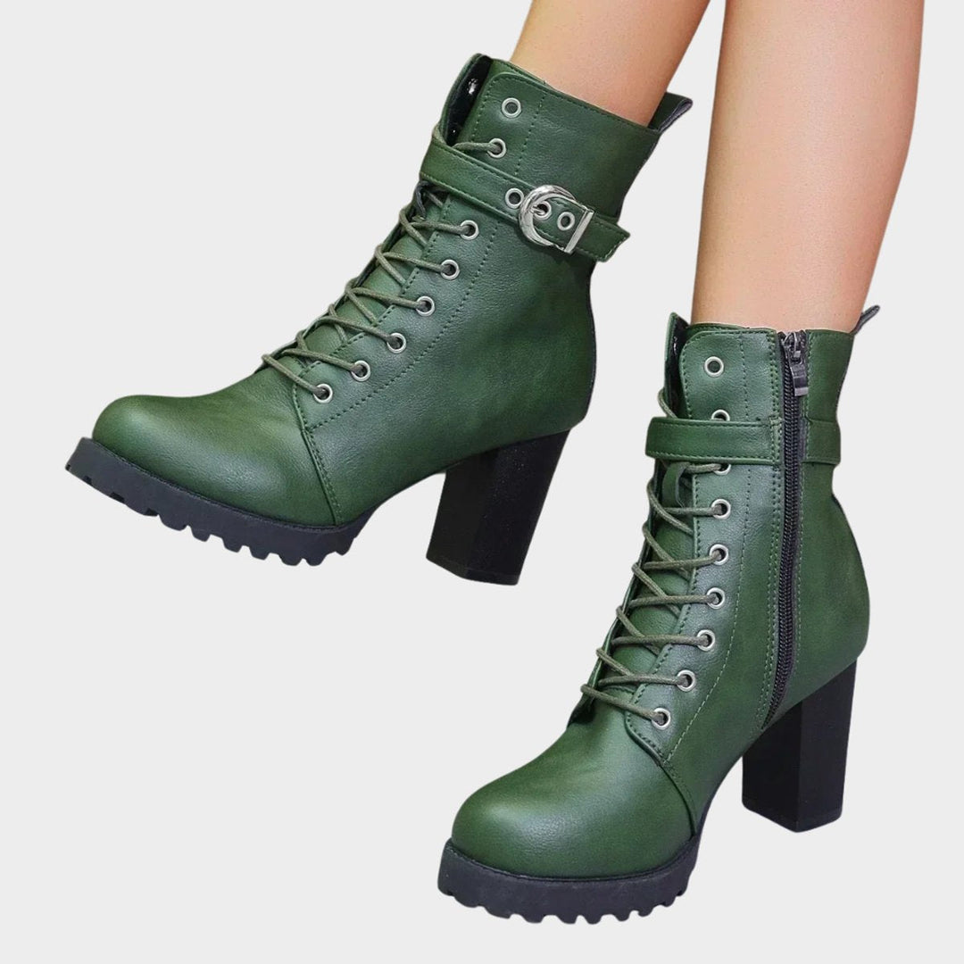 Isabelle | Women's Lace-Up Block Heel Combat Ankle Boots
