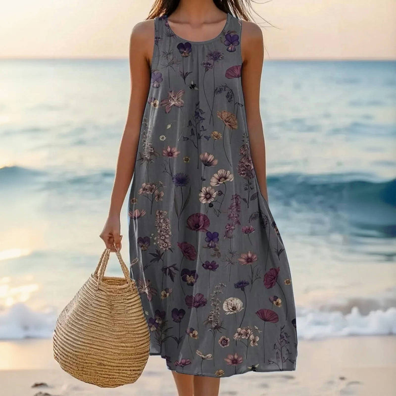 Sarita – Vintage Floral Mid-Calf Dress