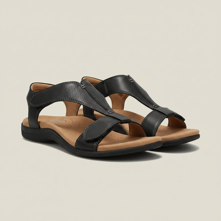 Liora | Comfortable T-Strap Velcro Open-Toe Orthopedic Sandals