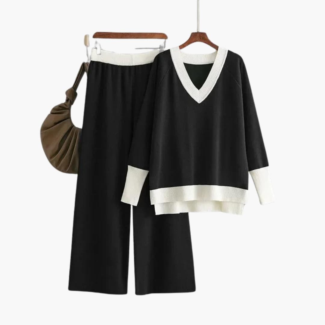 Eliana | Elegant Knit Sweater & Wide-Leg Trouser Set
