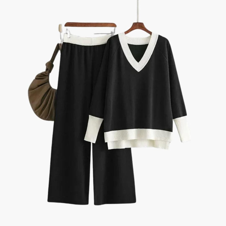 Eliana | Elegant Knit Sweater & Wide-Leg Trouser Set