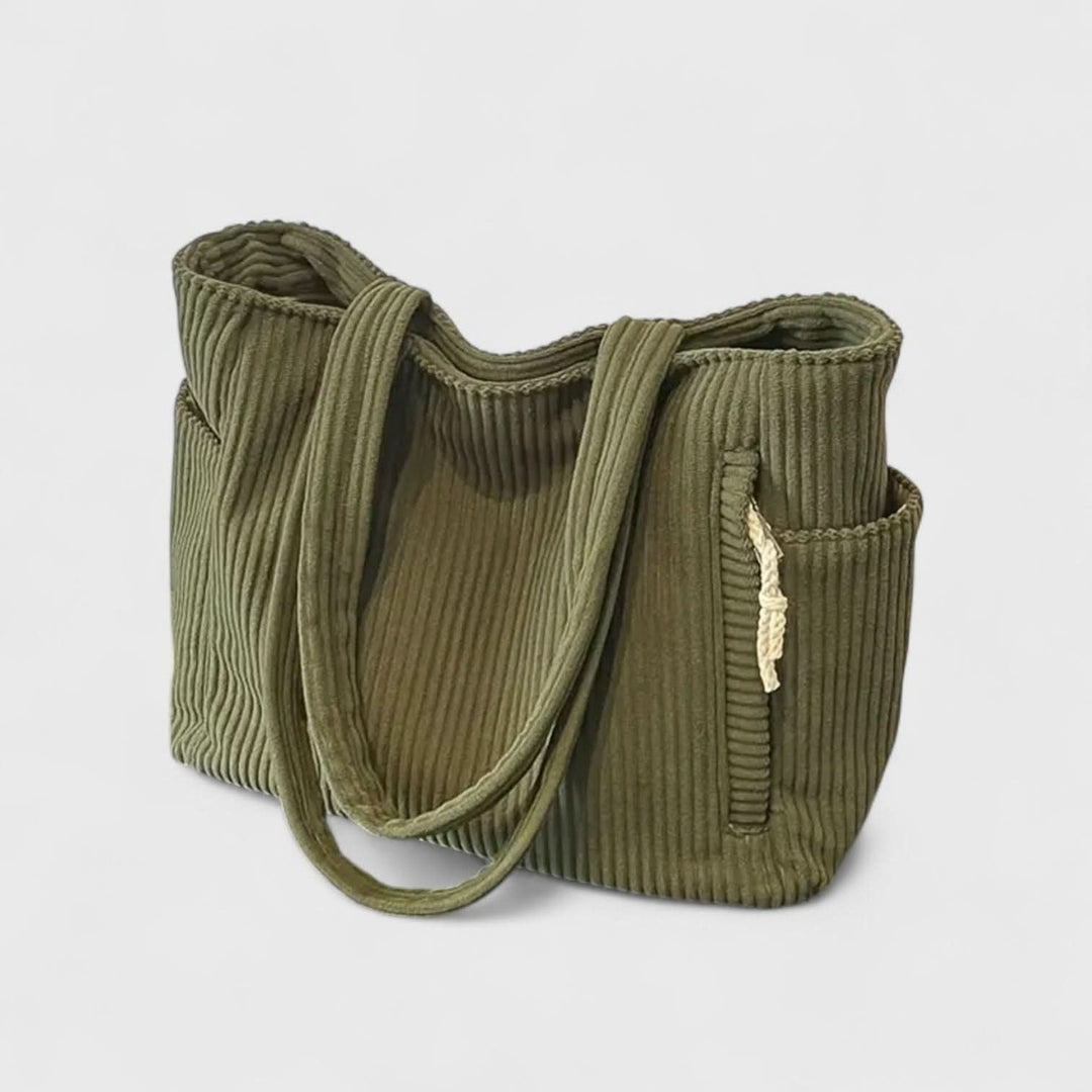Cami | Spacious Design with Rope Accents Corduroy Tote Bag