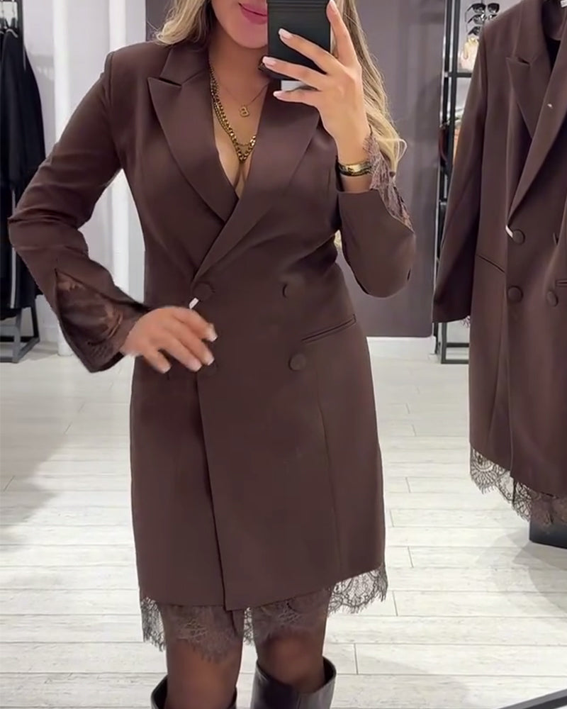 V-Neck Dress with Inserts for Work