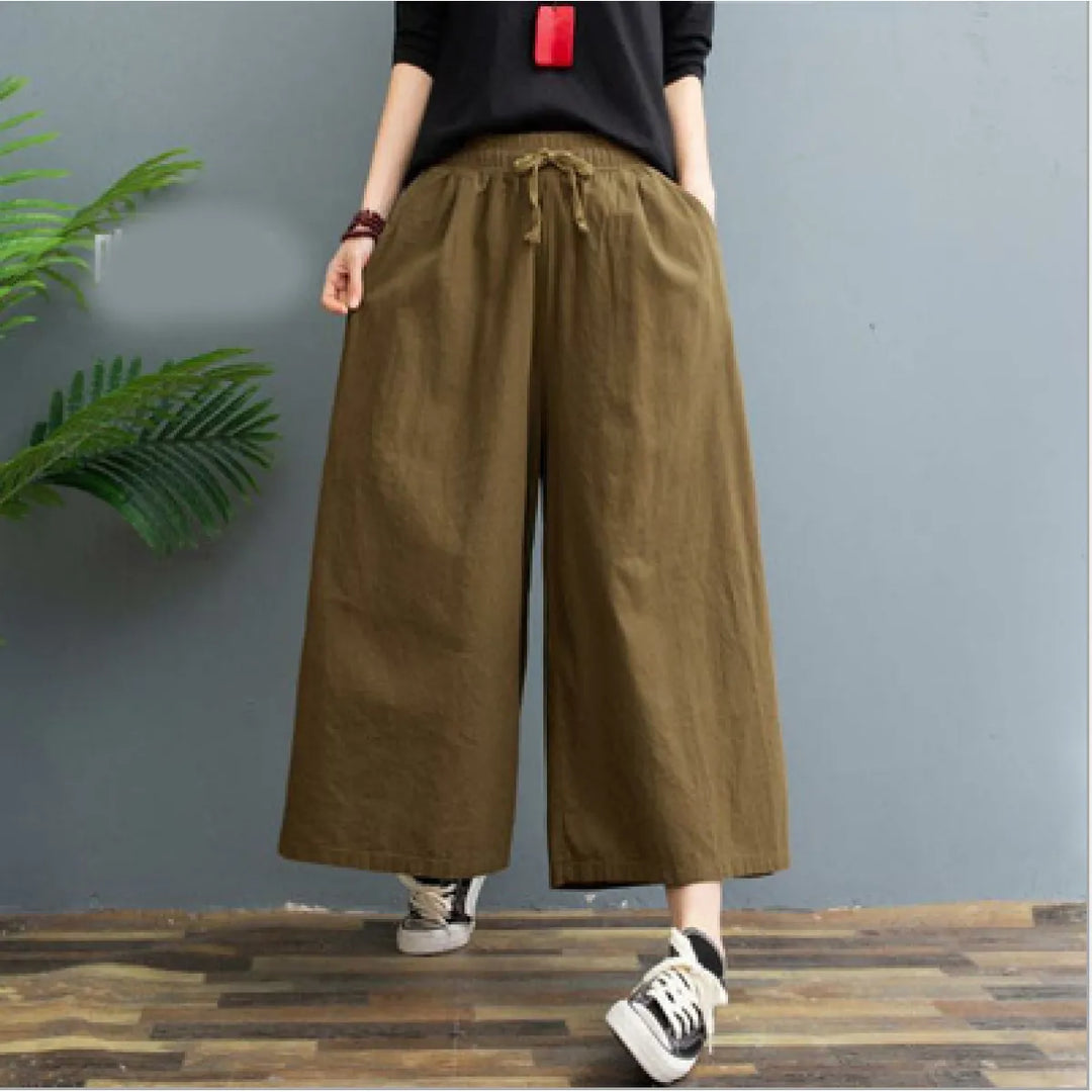 AMELINA – PLEATED LINEN COMFORT FIT PANTS