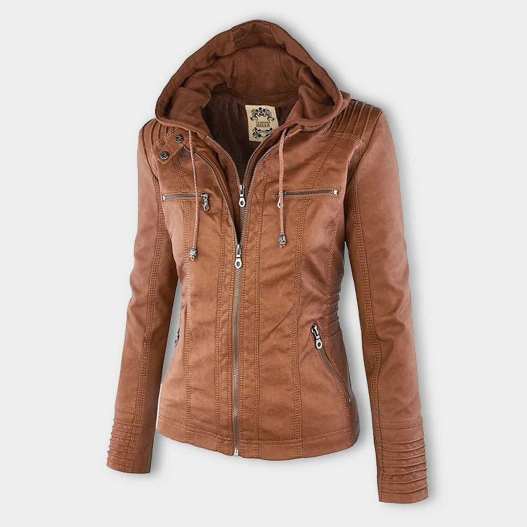 Ruby | Tailored Style Faux Leather Hooded Jacket