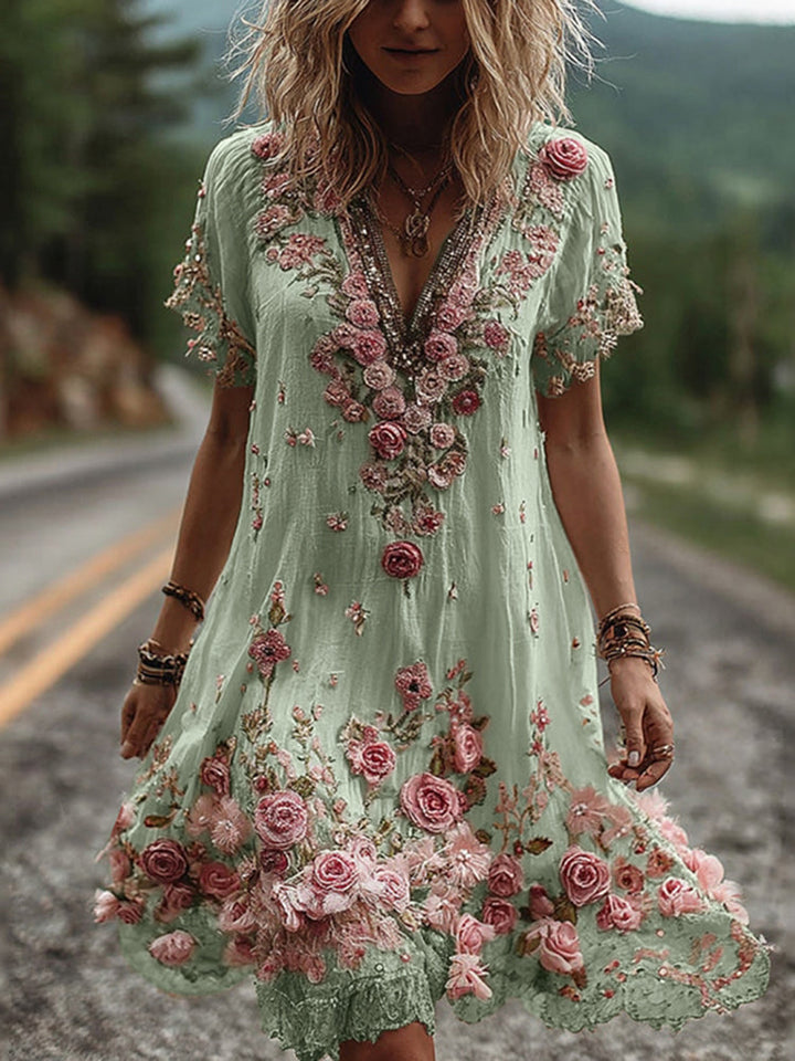 SYLVIANNE – VINTAGE SHORT-SLEEVE DRESS