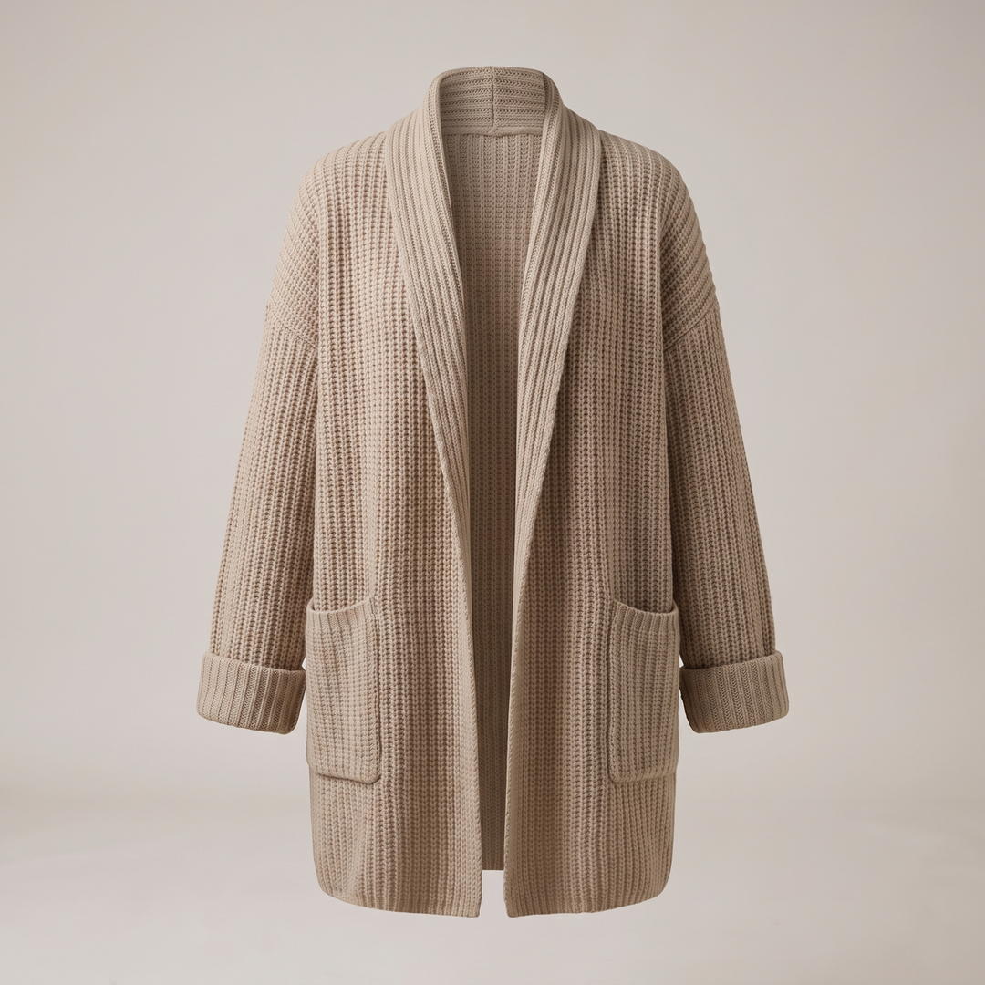 Clara | Relaxed Open-Front Style Wool Knit Cardigan