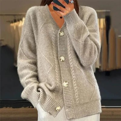 Linda | Elegant Textured Button-Front Knit Cardigan