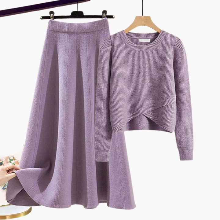 Nova | Elegant Ribbed Sweater & A-Line Skirt Set