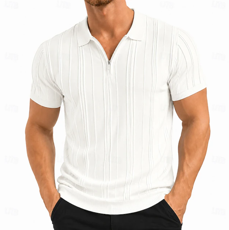 Ethan | Refined Textured Slim Fit Polo Shirt