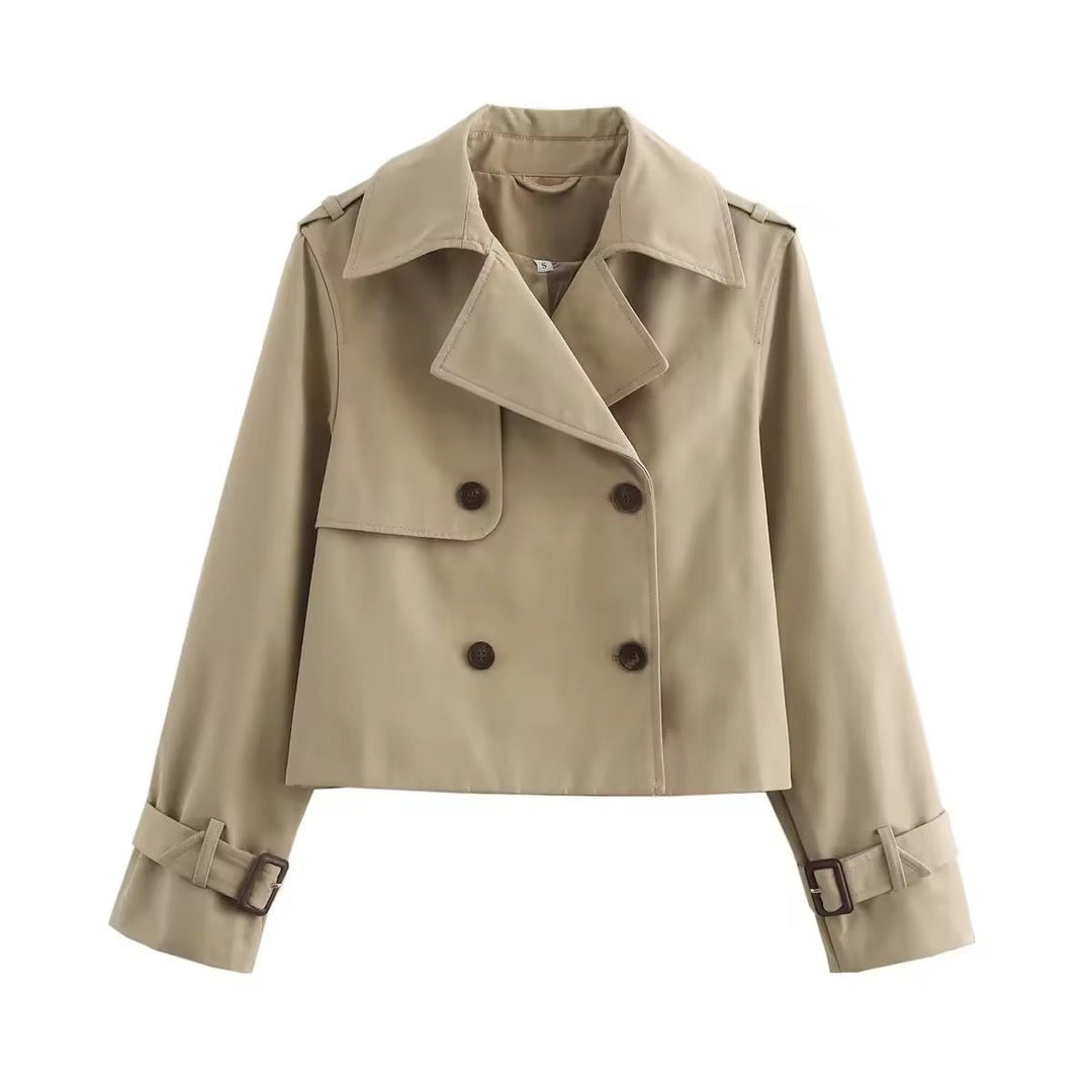 Lavinia | Women's Cropped Double-Breasted Trench Coat