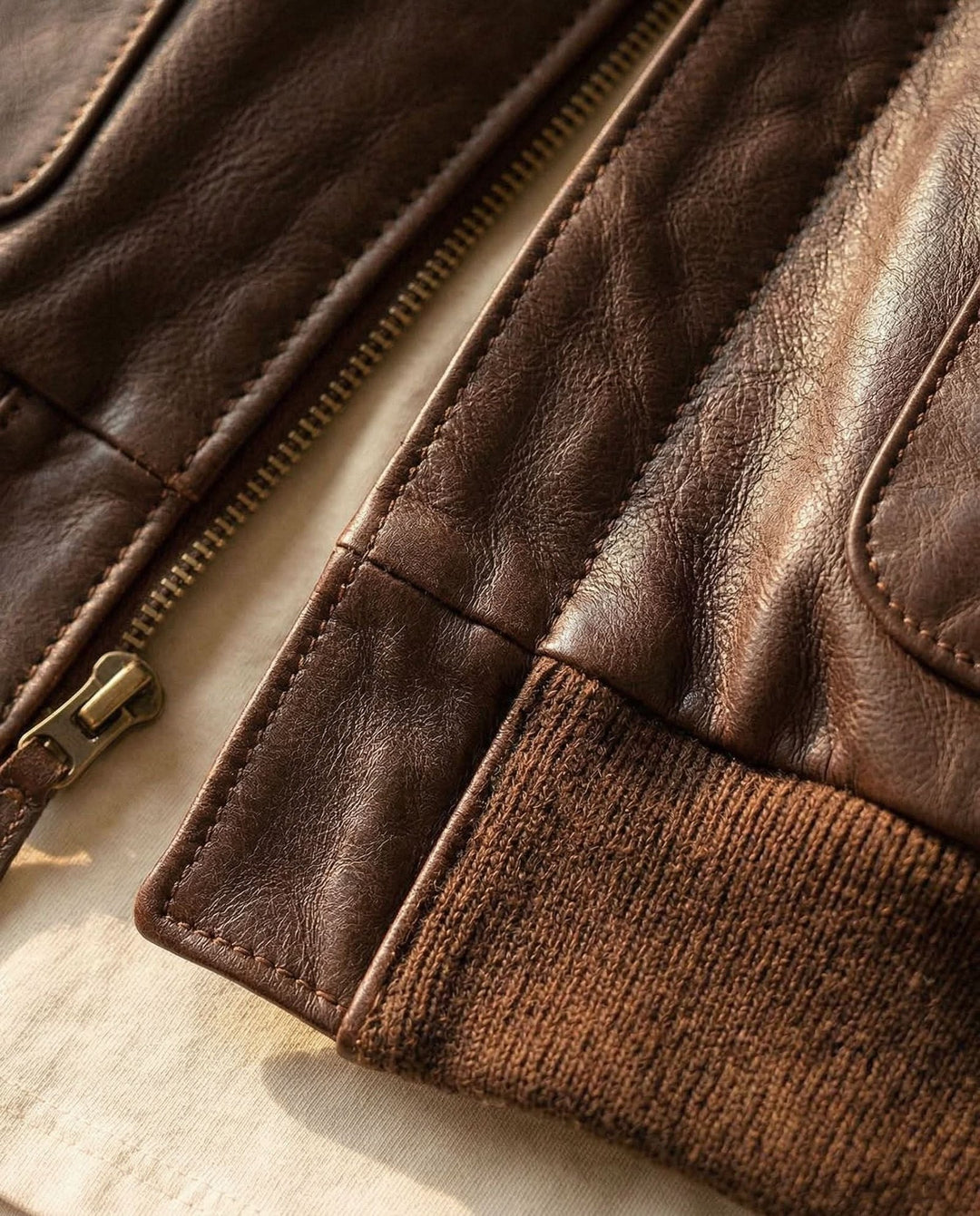 David | Classic Zip-Front Style Leather Jacket