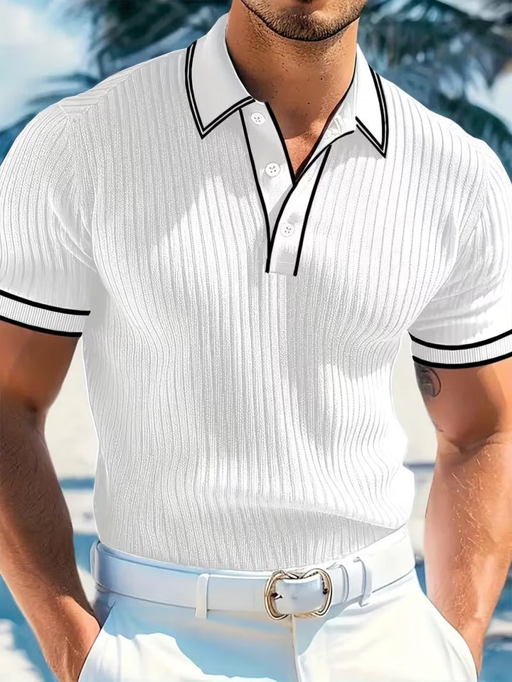 Mark | Modern Textured Color-Block Polo Shirt