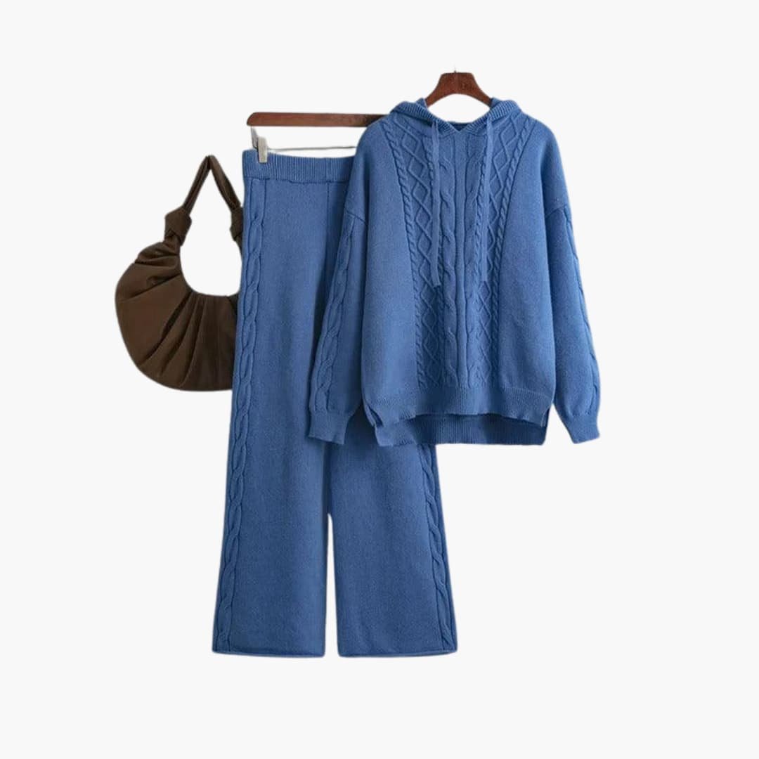 Natalie | Oversized Knit Hoodie & Wide-Leg Set