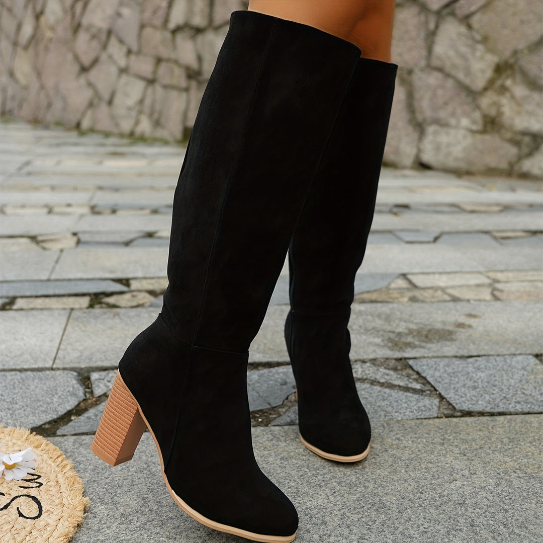 Juliet | Chic Wide-Calf Cowboy Boots With Stacked Heel